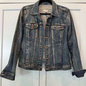 Madewell Classic “The Jean Jacket” denim sz Med Trucker Western Distressed